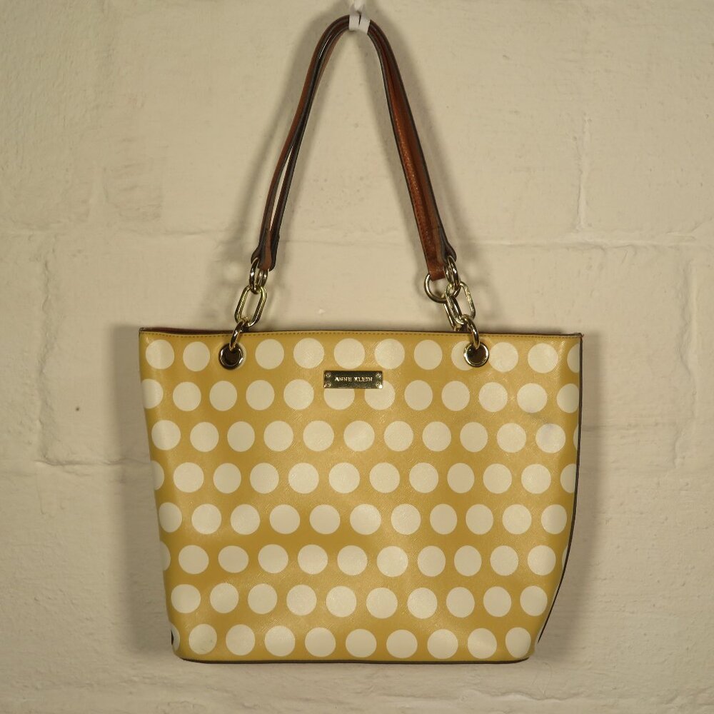 Anne Klein White/Yellow Polka Dot Purse